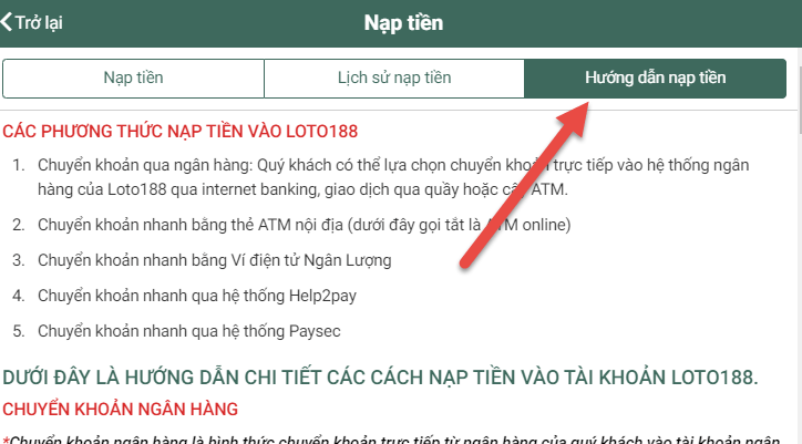 Cách Nạp Tiền Loto188 chính xác Cách Nạp Tiền Loto188 chính xác
