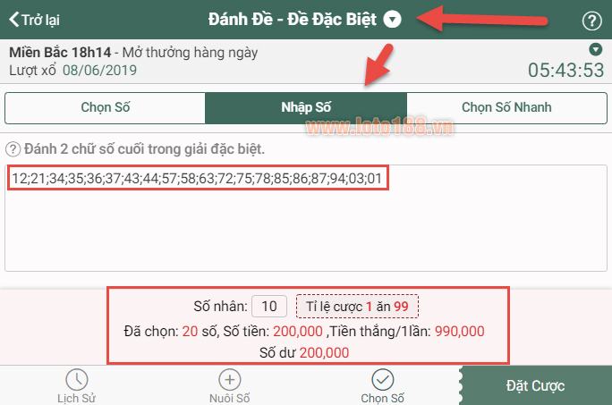 Giao diện chơi đề trên Loto188 Giao diện chơi đề trên Loto188