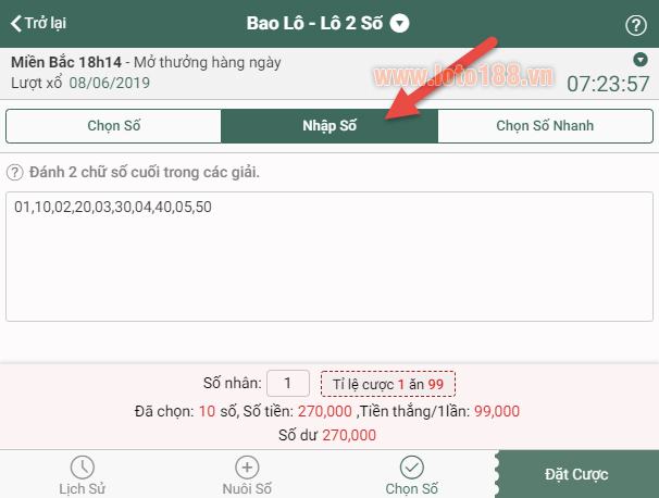 Hướng dẫn cách nhập liệu Nhập số trên Loto188 Hướng dẫn cách nhập liệu Nhập số trên Loto188