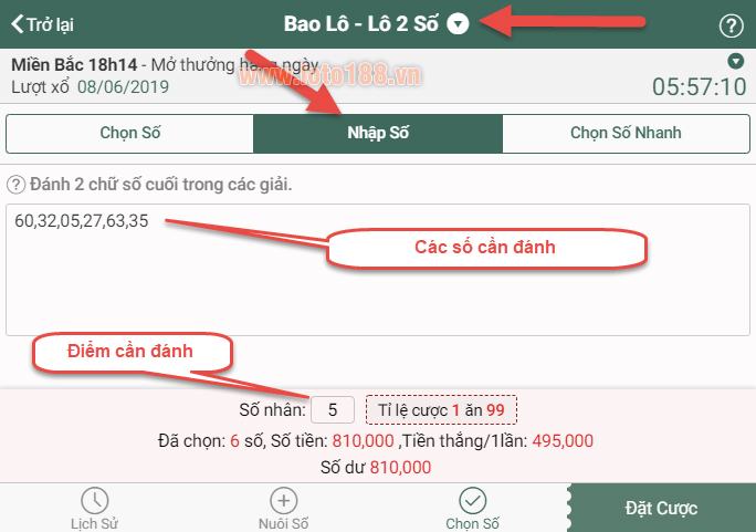Ví dụ thực tế chơi Bao Lô 2 Số trên Loto188 Ví dụ thực tế chơi Bao Lô 2 Số trên Loto188