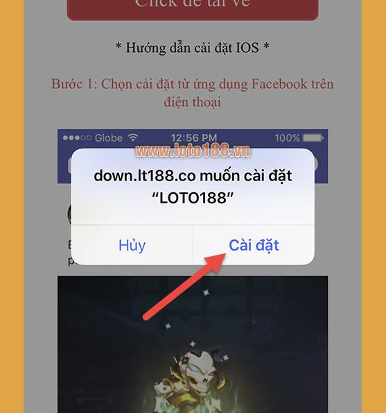 Cài đặt app loto188 vào điện thoại